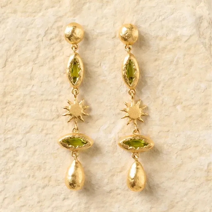 [BOU-DAPHNÉ-001] Daphné Ohrringe mit grünen Steinen — Agapée Jewelry